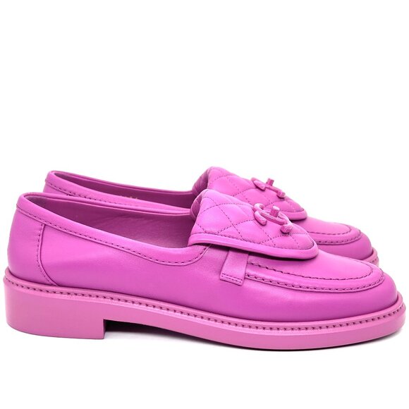 CHANEL 24C Leather Quilted Tab Turn Lock Turnlock CC Loafer Moccasin Flats - Picture 9 of 15